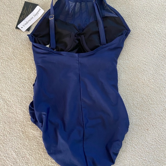 Alisha Levine one piece swimsuit NWT size 8 in navy blue - Picture 6 of 7
